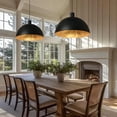 thumbnail image 4 of 20 Inch Large Black Chandelier Dome, Bold Matte Black and Gold Pendant Light with Luxe Glow, Hanging Fixture for Dining Room, Kitchen Island, or Foyer, 4 of 7