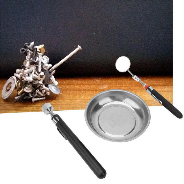 Ymiko 3pc Miroir d'Inspection d'Outil de Ramassage de Vis Télescopique Magnétique pour Vis à Boulons