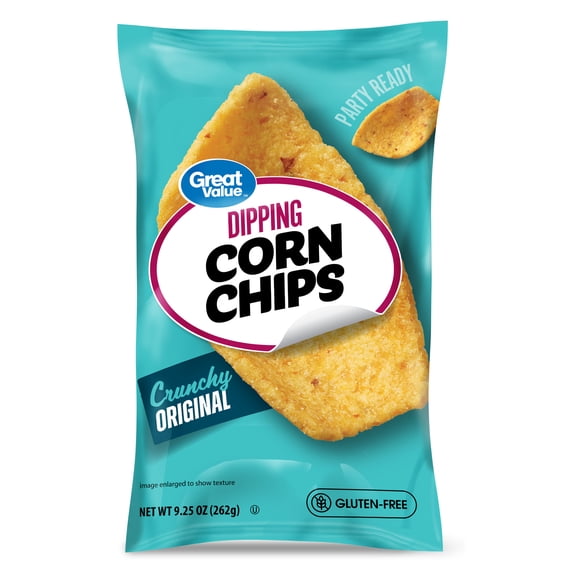 Great Value Crunchy Original Dipping Corn Chips, 9.25 oz