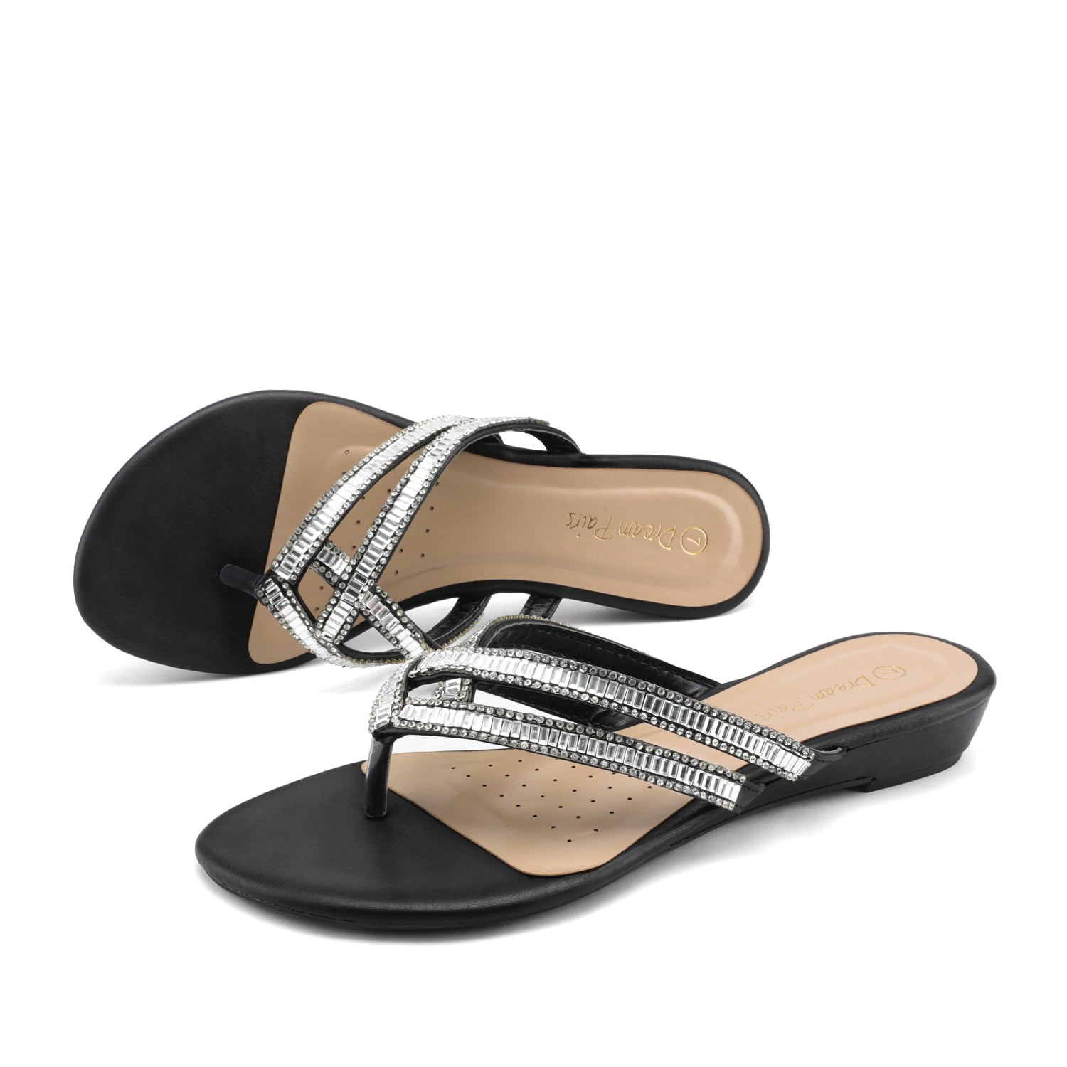 Dream Pairs Women Flip-Flop Slides Flat Sandalsfashion Party Rhinestones  Shoes Jewel_01 Black Size 9 - Walmart.com