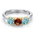thumbnail image 3 of Gem Stone King 925 Silver and 10K Yellow Gold Red Garnet and Blue Zircon Engagement Ring for Women | 2.25 Cttw | Round 5MM | Gemstone January Birthstone | Size 9, 3 of 6