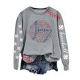 thumbnail image 4 of Holzkary Baseball Sweatshirt for Womens 2025 Round Neck Long Sleeve Top Hoodless Sweatshirt Long Sleeve Comfy Baseball Shirts Softball Crewneck Graphic Pullover Top 2025 Fall Sweatshirts Grey M, 4 of 5