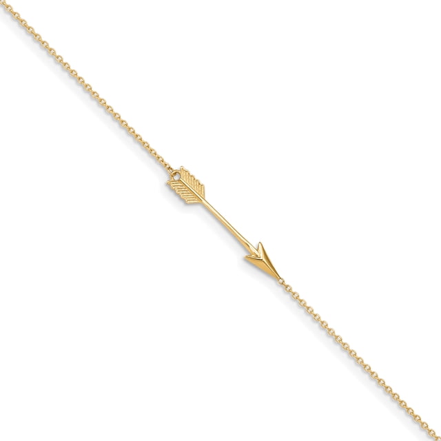 14k Yellow Gold Arrow 9 Inch Plus 1 Anklet Ankle Bracelet