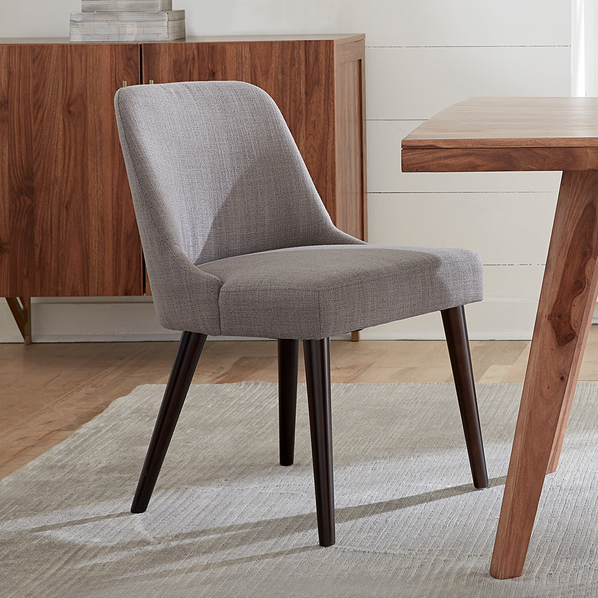 CHITA Modern Fabric Upholstered Kitchen & Dining Room Chairs Set of 2, Wood Legs, Fog Gray