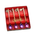 thumbnail image 1 of 4 Pieces Christmas Dining Spoon Long Handle Mirror Polished with Pendant Coffee Spoon Tableware Dinnerware Set Gift Box for Gift Party Home Colorful, 1 of 9