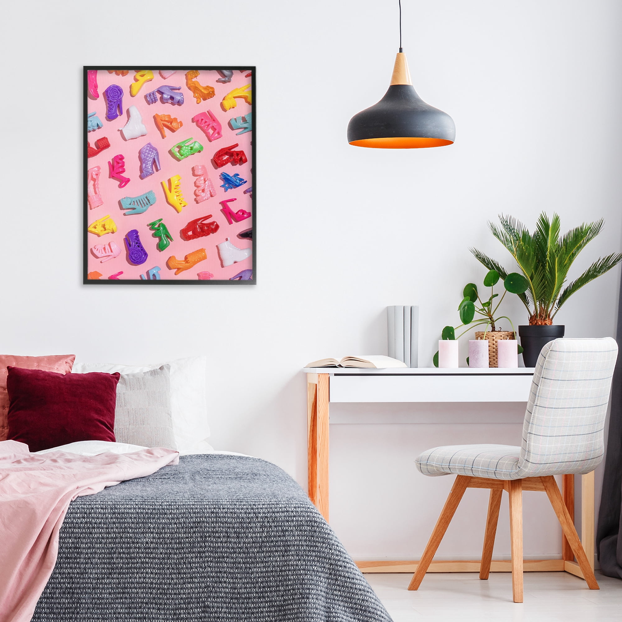 Stupell Industries Tiny Colorful Doll Shoes Black Framed Giclee Art, design by LISH Creative