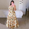 thumbnail image 4 of Spring Summer Sexy Off Shoulder Maxi Dress Woman Fashion Flower Print Short Sleeve Dresses For Women 2023 Elegant Party Robe, 4 of 6