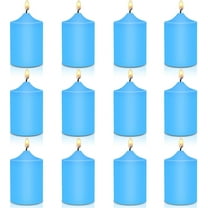 NestE - 12 Pack 2x3 Hand Poured Dripless Pillar Candles, Soy Candles, Non-Toxic, Unscented, Smokeless, for Power Outages & Emergency (Blue)