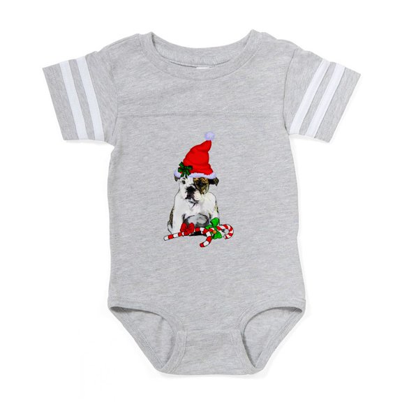 CafePress - English Bulldog Christmas - Cute Infant Baby Football Bodysuit