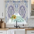 thumbnail image 6 of Blue Purple Boho Swag Valances for Windows 2 Pack, Kitchen Window Curtains 36 Inch Length, Vintage Abstract Art Floral Ethnic Tribe Privacy Swag Curtains for Living Room/Bathroom 36"x36", 6 of 8