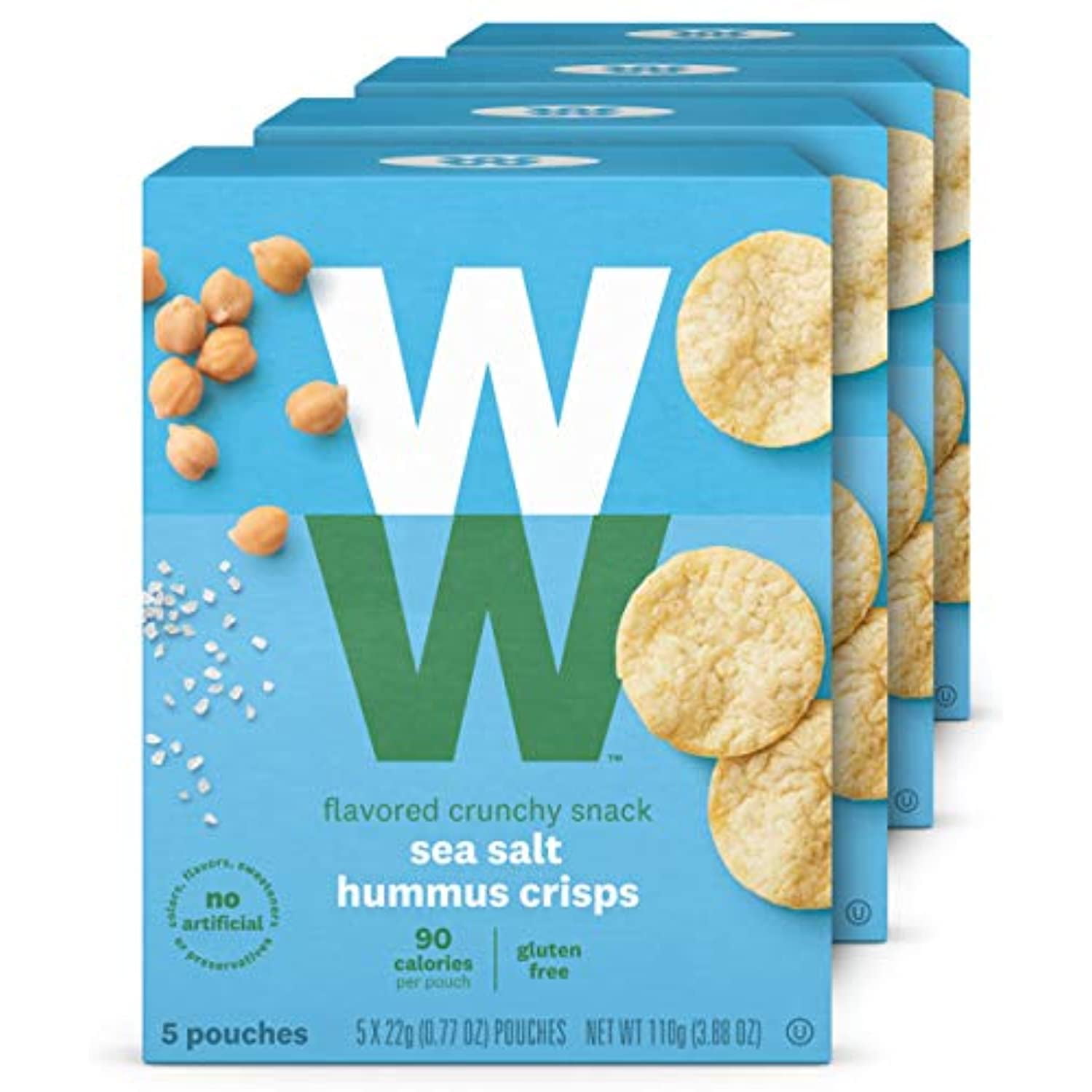  WW Sea Salt Hummus Crisps - Gluten-free, 2 SmartPoints - 4  Boxes (20 Count Total) - Weight Watchers Reimagined