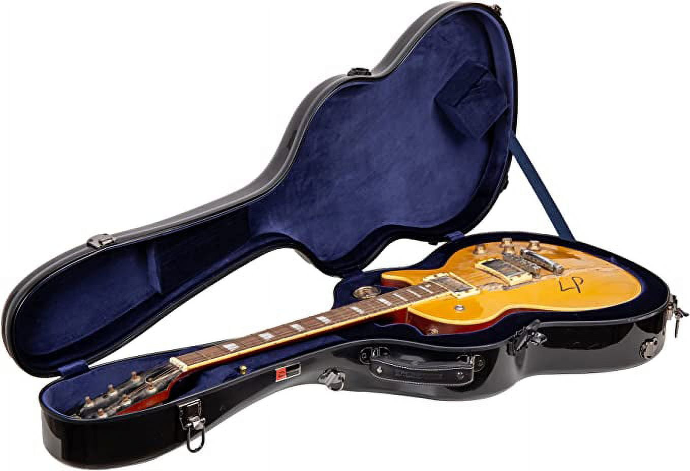 Crossrock Hard Shell Fiberglass Case for Les Paul Guitar with Backpack Straps in Black