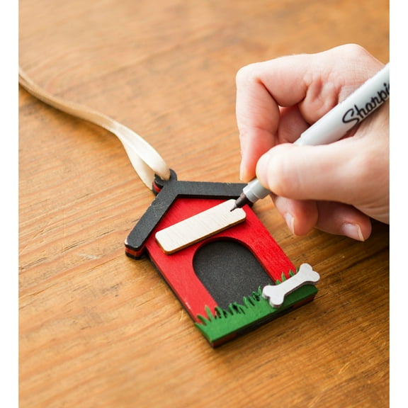 Wood Customizable Dog House Ornament