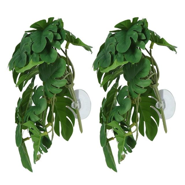 Planta De Plástico Realista, Planta De Reptiles Artificiales De Fácil Cuidado Textura Suave 2 Uds Para Nidos De Mascotas De Reptiles Para Peceras ANGGREK HE3111