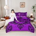 thumbnail image 4 of Homewish Vintage Damask Queen Comforter Set,Victorian Flower Bedding Sets,Gothic Moth Skeleton Bedding Comforter Set For Men Women,Super Cozy Room Decor Reversible,3-Piece, 4 of 8