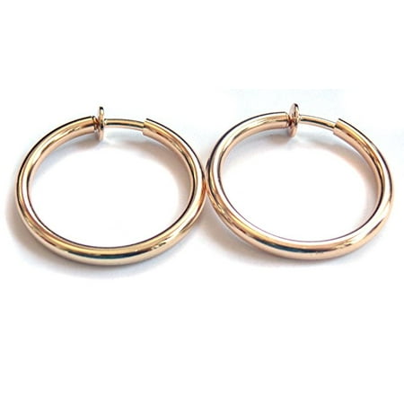 Fashion Jewelry Clip On Earrings Plated Polished Gold Tone 1 Inch Clip On Earrings Plated Polished Gold Tone 1 Inch Hoop