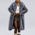 thumbnail image 4 of Long Faux Fur Coats for Women Trendy Long Sleeve Lapel Coats Fuzzy Winter Jacket Dark Gray XL, 4 of 4