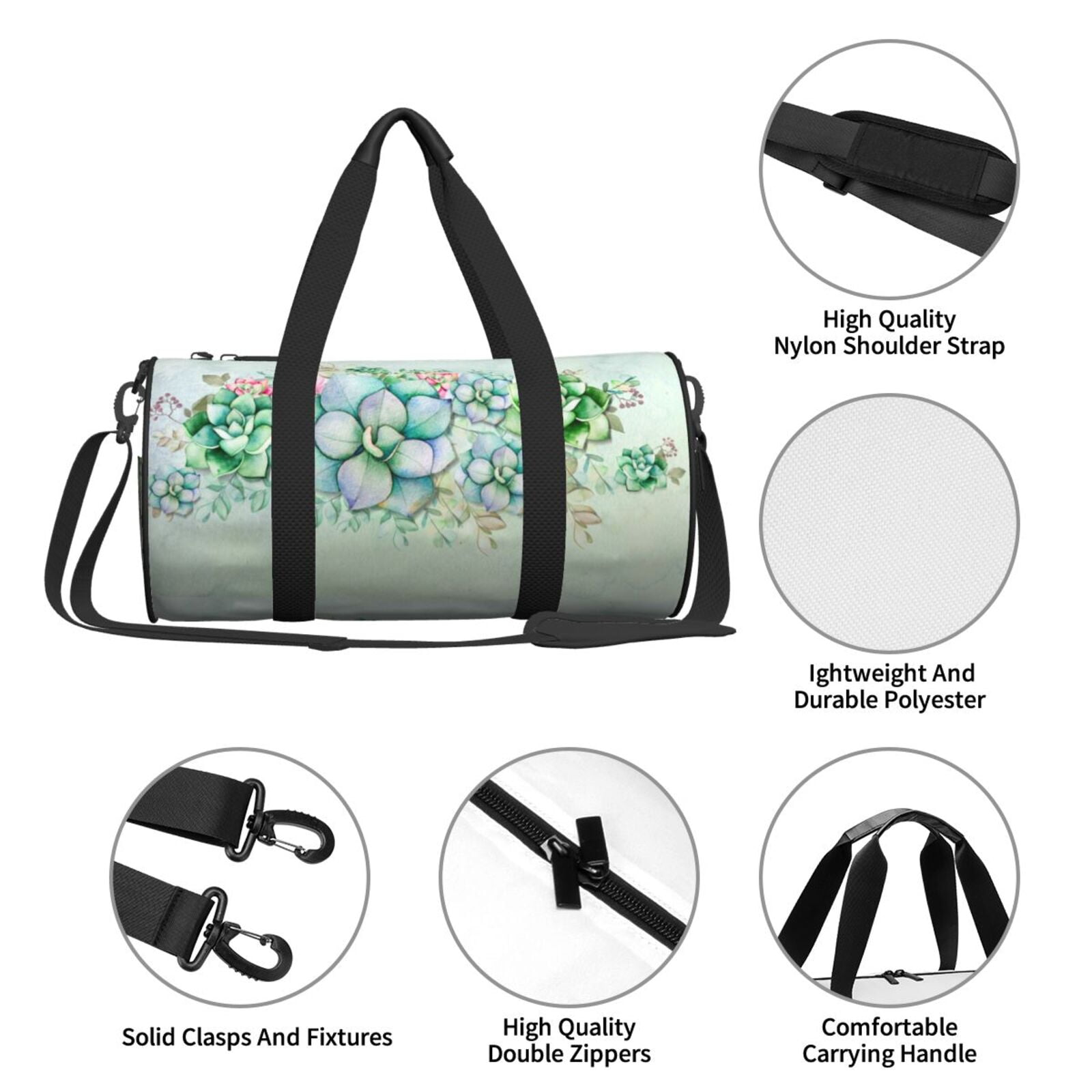 Vsdgher Succulent 45L Foldable Duffel Bag, Sports Gym Bag,Overnight Bag, Portable Weekender Bag for Airplanes
