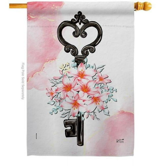 Angeleno Heritage H137489-BO Key of Bouquet Floral Double-Sided Garden Decorative House Flag, Multi Color