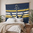thumbnail image 3 of Nautical Anchor Large Tapestry for Bedroom Wall Hanging Tapestry,Navy Blue Yellow Striped Farmhouse Ombre Ceiling Backdrop Tapestries Poster Blanket Wall Decor for Teens Room Living Room 100" x 59", 3 of 8