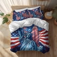 thumbnail image 2 of Independence Day Full Size Comforter Set, American Flag Statue of Liberty Firework Red Stripes Bedding for All Seasons, 4 Pcs Bed Set, 1Quiltcover (86"x86") ,1Sheet(80"x116"), 2Pillowcases (30"x20"), 2 of 9