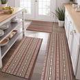 thumbnail image 2 of Boho Red Striped Ethnic Pattern Kitchen Rugs Sets Of 3,Kitchen Runner Rugs Non Skid Washable,Decorative Kitchen Floor Mats for Kitchen,Sink,Laundry,17"x30"+ 17"x47" + 17"x59", 2 of 6