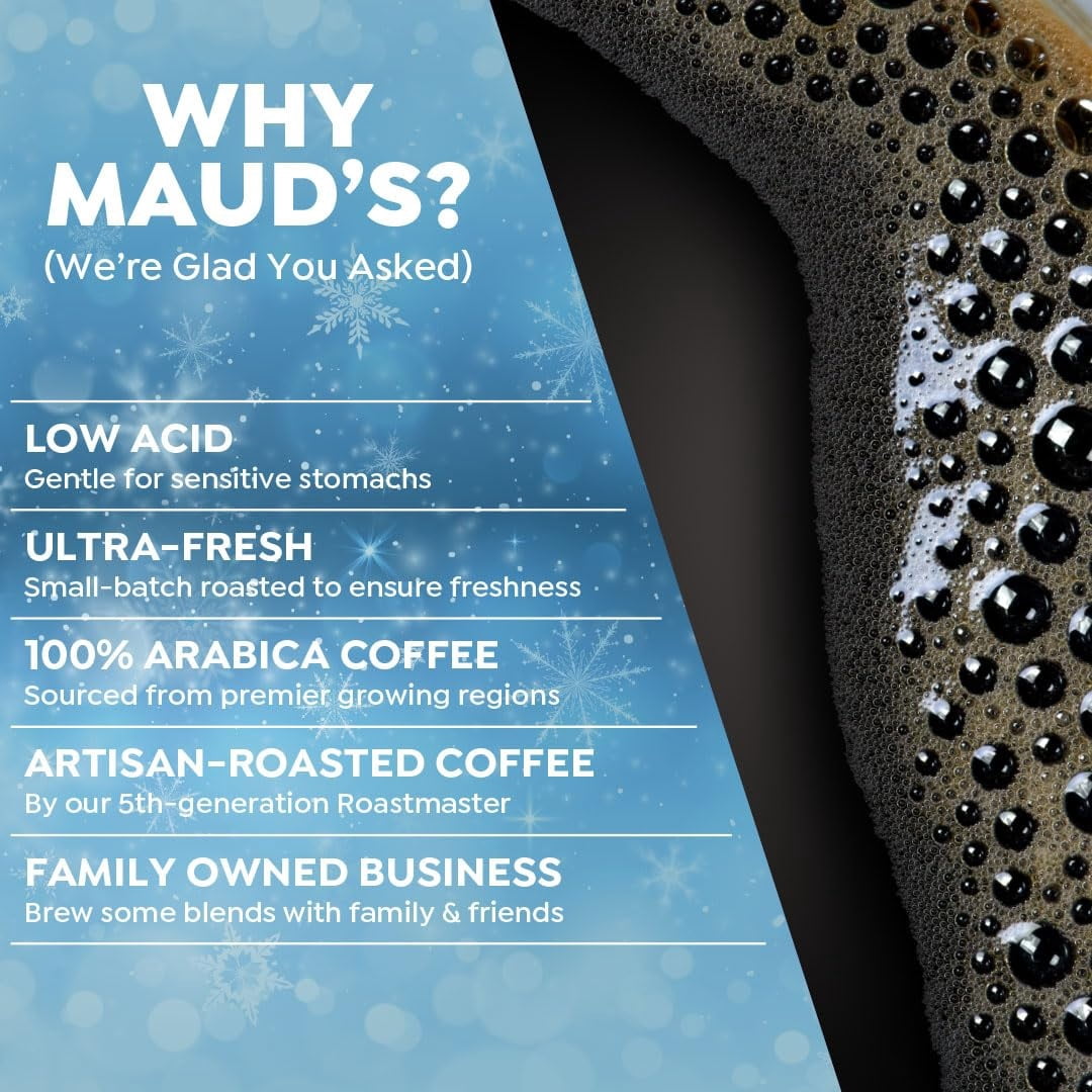 Maud's Holiday Blend Coffee Pods Variety Pack, 42 ct, 6 Assorted Flavors, Medium Roast Coffee in Single Serve Pods – 100% Arabica Coffee, Compatible with Keurig K Cups Maker