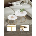 thumbnail image 3 of VEVOR Ensemble de 2 Tables Basses Gigognes Table Basse Ronde 31,5 Po (Blanc et Or), 3 of 9
