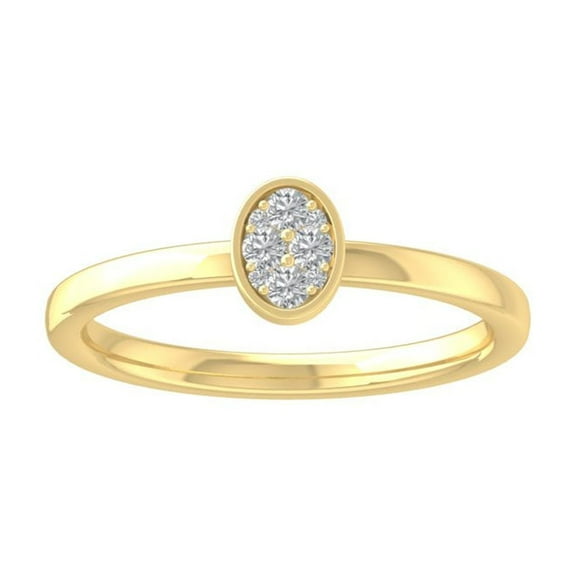 ARAIYA FINE JEWELRY 10K Yellow Gold Round Cluster Lab Grown Diamond Engagement Ring (1/8 cttw, VS Clarity, D-F Color) Size 7.5