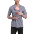 thumbnail image 5 of Mifsaly Dad and Mom Kangaroo Carrier Shirt V Neck Short Sleeve Cotton Tshirts Unisex Women Men Kangaroo Shirt for Dad Baby Pregnant Babies Wearing Tops, 5 of 9