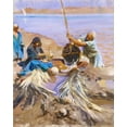 thumbnail image 2 of Sargent, John Singer 15x18 Black Ornate Wood Framed with Double Matting Museum Art Print Titled - Egyptians Raising Water from the Nile, 2 of 4