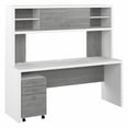 thumbnail image 3 of Echo 72W Computer Desk with Hutch and Drawers in White & Gray - Engineered Wood, 3 of 5