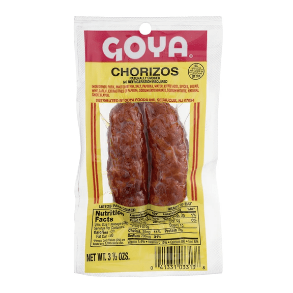 Goya Natural Smoked Chorizos, Sausage, 3.5 oz Bag