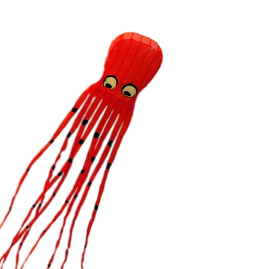 harayaa 8M Nylon Octopu Kite with Handle & String, Garden Activities Tool Huge Parafoil Red