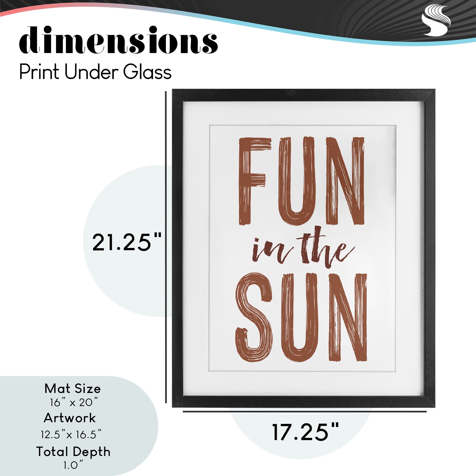 Summer Sentiment Fun In Sun Black Framed Print Under Glass, design by Lettered and Lined