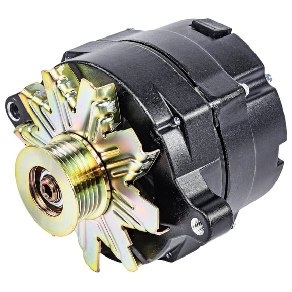 JEGS Ford 1-Wire Alternator, 140 amp Output with Serpentine Belt Pulley [Black Finish]