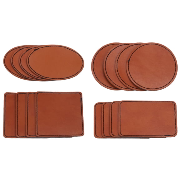 Unique Bargains 3/2.5' x 2/2.5' PU Leather Hat Patches, 1 Pcs Oval, Dark Brown