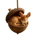 thumbnail image 2 of YiFudd 3D Forest Animal Acorn Ornaments – Woodland Christmas Decor with Sleeping Fawn, Acorn Ornaments, Fawn, 2 of 5
