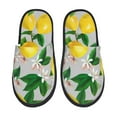 thumbnail image 2 of KLL Lemon Seamless Pattern Oil Painting Effect Slippers for Women Men House Slip on Indoor Outdoor Bedroom Furry Fleece Lined Ladies Comfy Anti-Skid Rubber Hard Sole-Large, 2 of 8