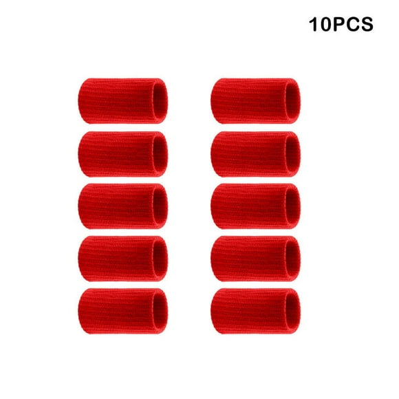 10 Pieces Fingertip Sleeve Breathable Hand Fingertip Sleeve Protector Joint Protector Shock Absorbing Support Brace Nonslip for Basketball Red