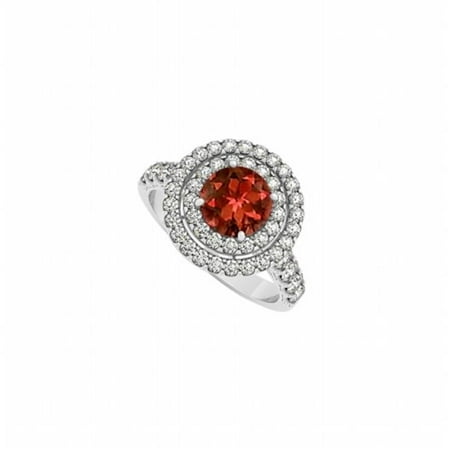 Two Circles Ring Fine Jewelry Vault UBNR50424AGCZGR Garnet January Birthstone & Two Circles of CZ, 925 Sterling Silver Engagement Ring, 8 Stones ()