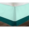 thumbnail image 3 of D.N.G. BEDDINGS 1 Piece Split Corner Two Tone Tailored Bed Skirt, Queen Size 6 Inch Deep Pocket, 800 Thread Count, 100% Egyptian Cotton, Solid Aqua Blue/Teal Color., 3 of 3