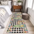 thumbnail image 4 of Runner Rug 2'x6', Easter Gnomes Washable Non-Slip Hallway Runner Rugs, Spring Watercolor Bunny Tulip Black Plaid Bedside Rugs Floor Mats Carpet Runners for Kitchen Bathroom Laundry Room, 4 of 8