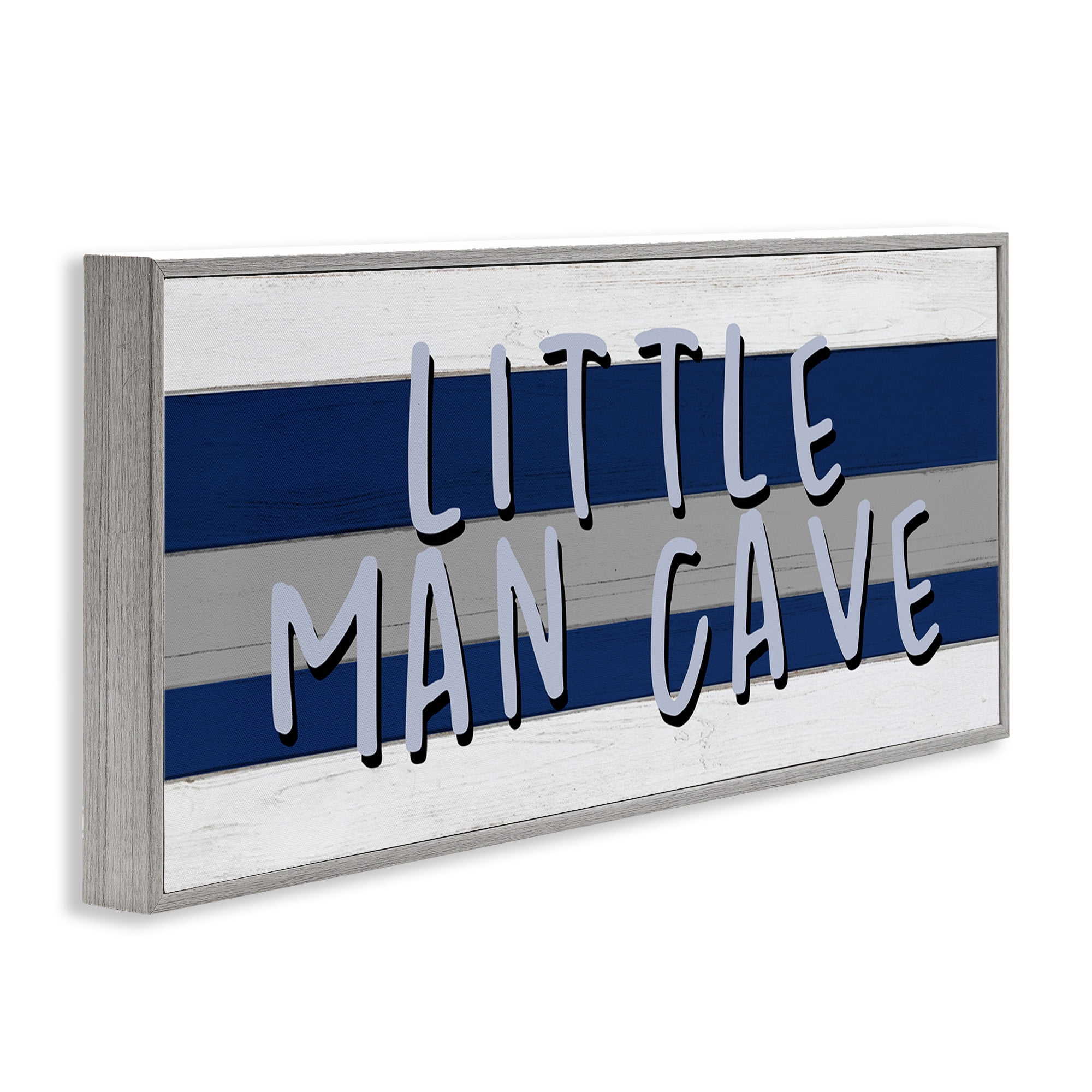 Stupell Industries Boy's Little Man Cave Typography Painting Gray Framed Art Print Wall Art, 30 x 13
