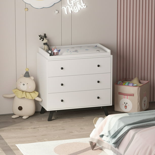 Fufu Gaga 3 Drawer Dresser With, Baby Changing Topper For Dresser