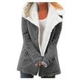 thumbnail image 2 of Womens Fleece Jacket Sherpa Lined Warm Coat Lapel Button Down Long Sleeve Jackets Fuzzy Winter Coats Outwear Gray XL, 2 of 7