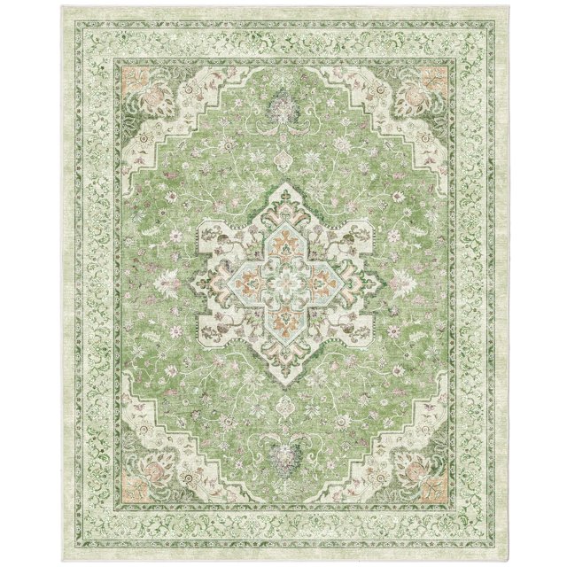 Alfombra Marsail de 8 x 10 cm, diseño floral vintage, antideslizante, lavable