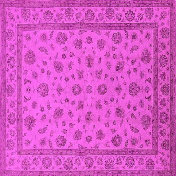Ahgly Company Indoor Square Oriental Pink Traditional Area Rugs, 7' Square