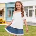 thumbnail image 6 of OGLCCG Girls Off The Shoulder Tops Asymmetrical Short Sleeve Summer Tee Shirts Casual Soft Cold Shoulder Blouse 5-14 Years, 6 of 7