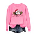 thumbnail image 6 of Sweatshirts for Women Christmas Santa Print Long Sleeve Pullovers Funny Graphic Shirts Loose Fit Casual Fashion Tops Pink S, 6 of 6